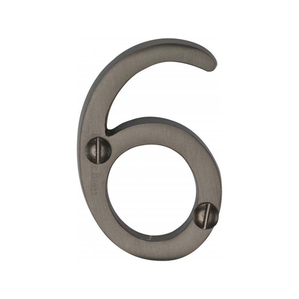 This is an image of a Heritage Brass - Numeral 6 Face Fix 51mm (2") Matt Bronze Finish, c1567-6-mb that is available to order from T.H Wiggans Ironmongery in Kendal.