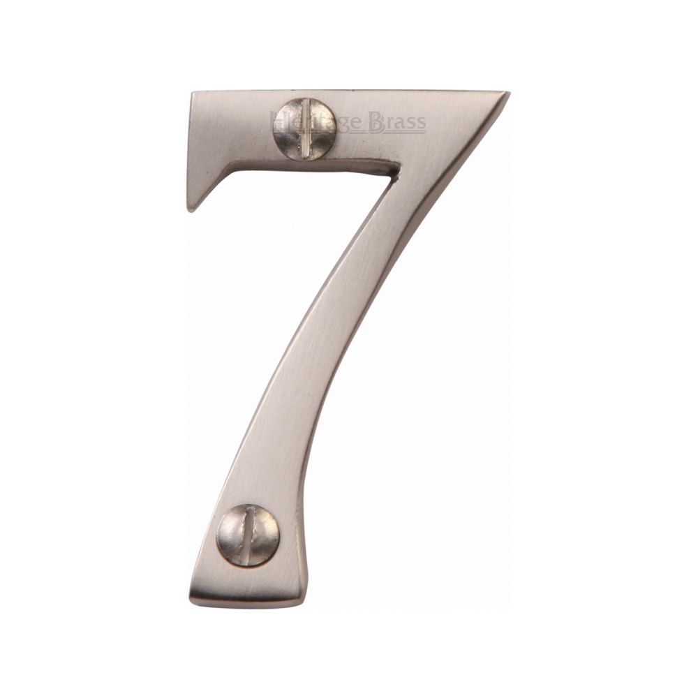 This is an image of a Heritage Brass - Numeral 7 Face Fix 51mm (2") Satin Nickel Finish, c1567-7-sn that is available to order from T.H Wiggans Ironmongery in Kendal.