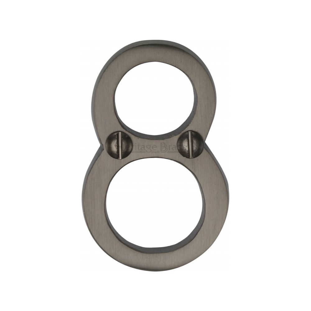 This is an image of a Heritage Brass - Numeral 8 Face Fix 51mm (2") Matt Bronze Finish, c1567-8-mb that is available to order from T.H Wiggans Ironmongery in Kendal.