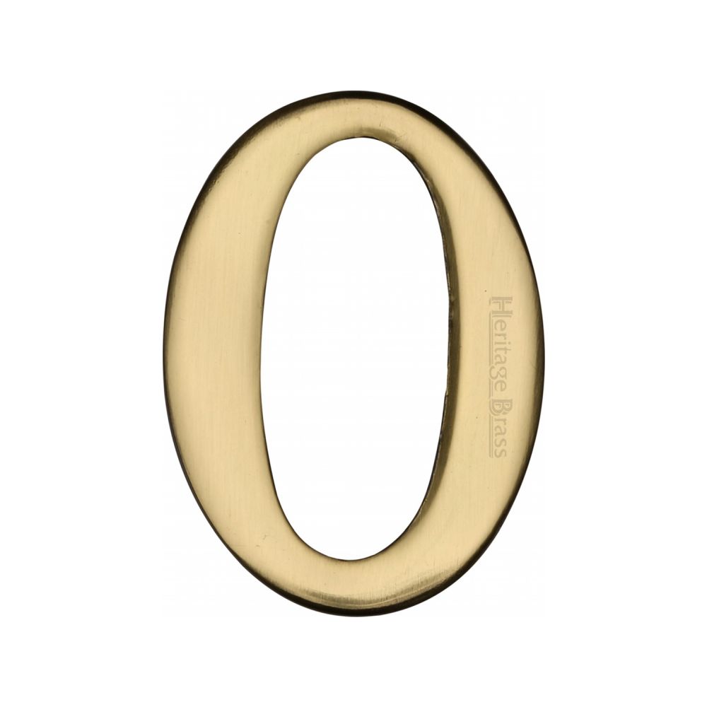 This is an image of a Heritage Brass - Numeral 0 Self Adhesive 51mm (2") Polished Brass Finish, c1568-0-pb that is available to order from T.H Wiggans Ironmongery in Kendal.