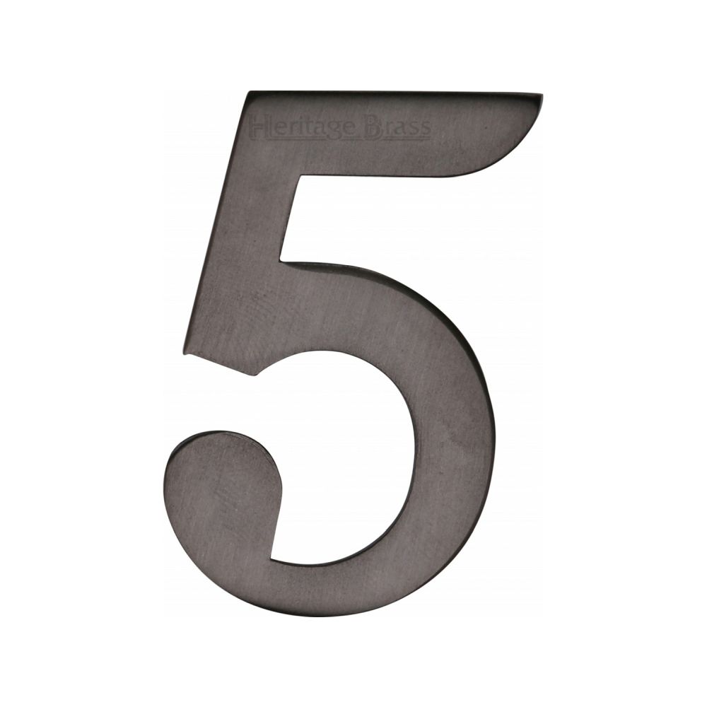 This is an image of a Heritage Brass - Numeral 5 Self Adhesive 51mm (2") Matt Bronze Finish, c1568-5-mb that is available to order from T.H Wiggans Ironmongery in Kendal.