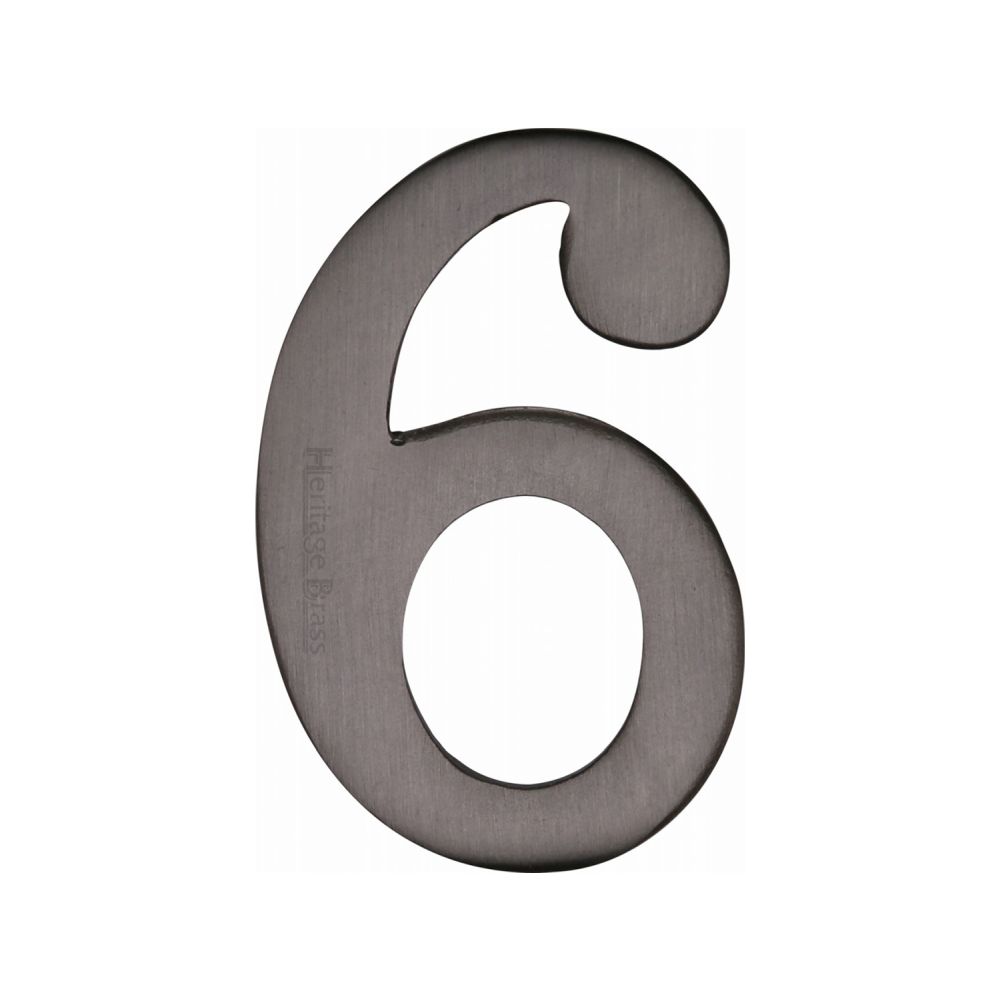 This is an image of a Heritage Brass - Numeral 6 Self Adhesive 51mm (2") Matt Bronze Finish, c1568-6-mb that is available to order from T.H Wiggans Ironmongery in Kendal.
