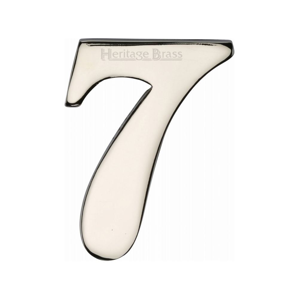 This is an image of a Heritage Brass - Numeral 7 Self Adhesive 51mm (2") Polished Nickel Finish, c1568-7-pnf that is available to order from T.H Wiggans Ironmongery in Kendal.