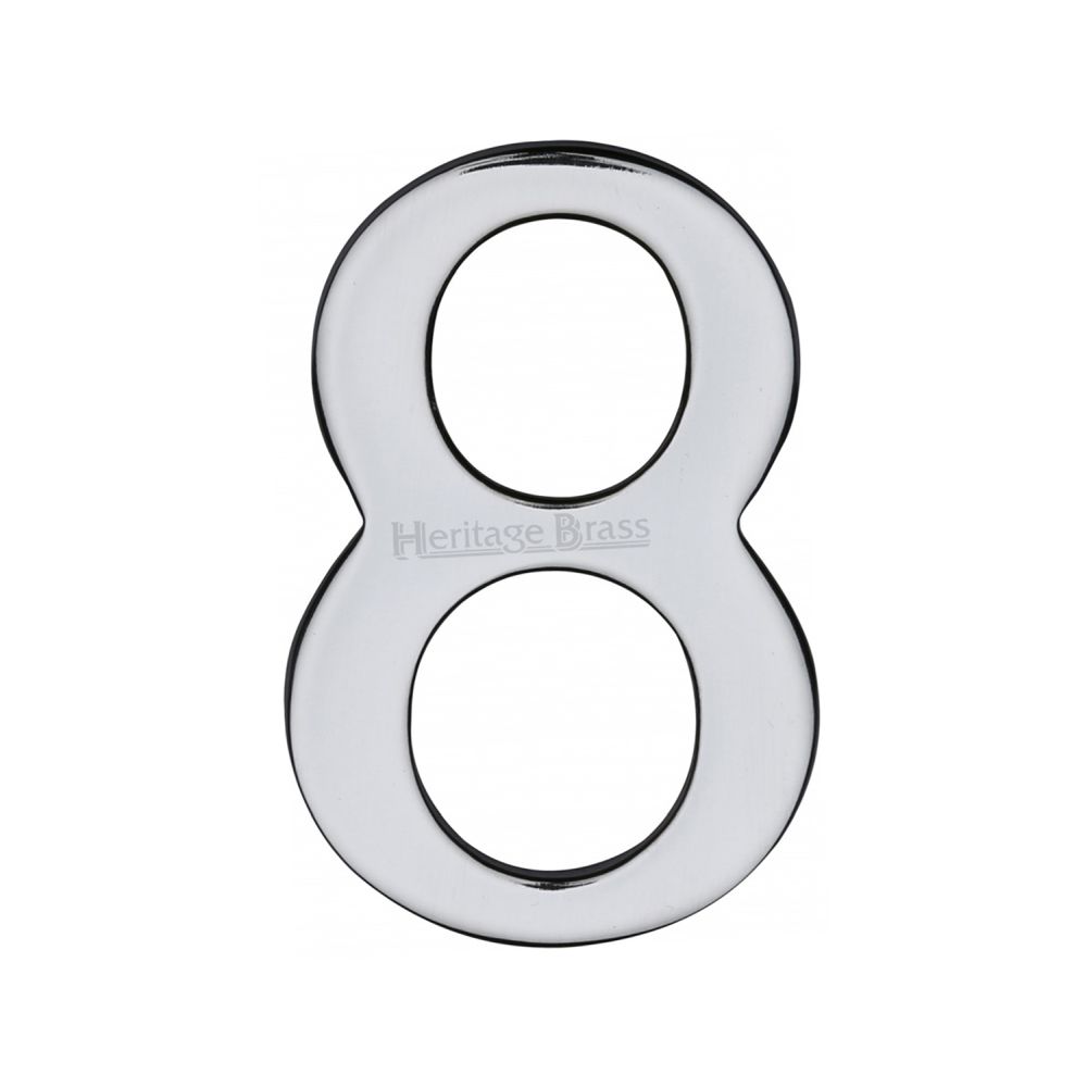 This is an image of a Heritage Brass - Numeral 8 Self Adhesive 51mm (2") Polished Chrome Finish, c1568-8-pc that is available to order from T.H Wiggans Ironmongery in Kendal.