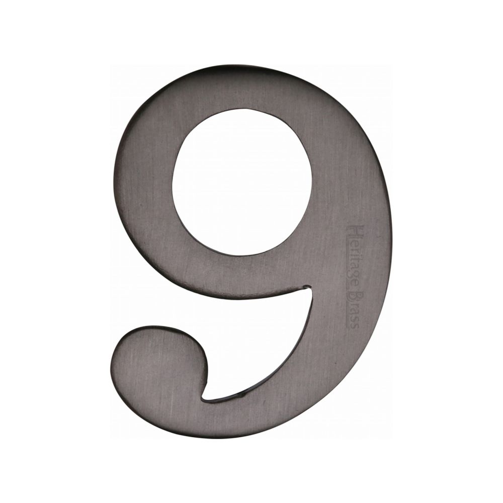 This is an image of a Heritage Brass - Numeral 9 Self Adhesive 51mm (2") Matt Bronze Finish, c1568-9-mb that is available to order from T.H Wiggans Ironmongery in Kendal.
