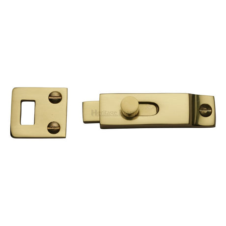 This is an image of a Heritage Brass - Slide Bolt Polished Brass Finish, c1686-pb that is available to order from T.H Wiggans Ironmongery in Kendal.