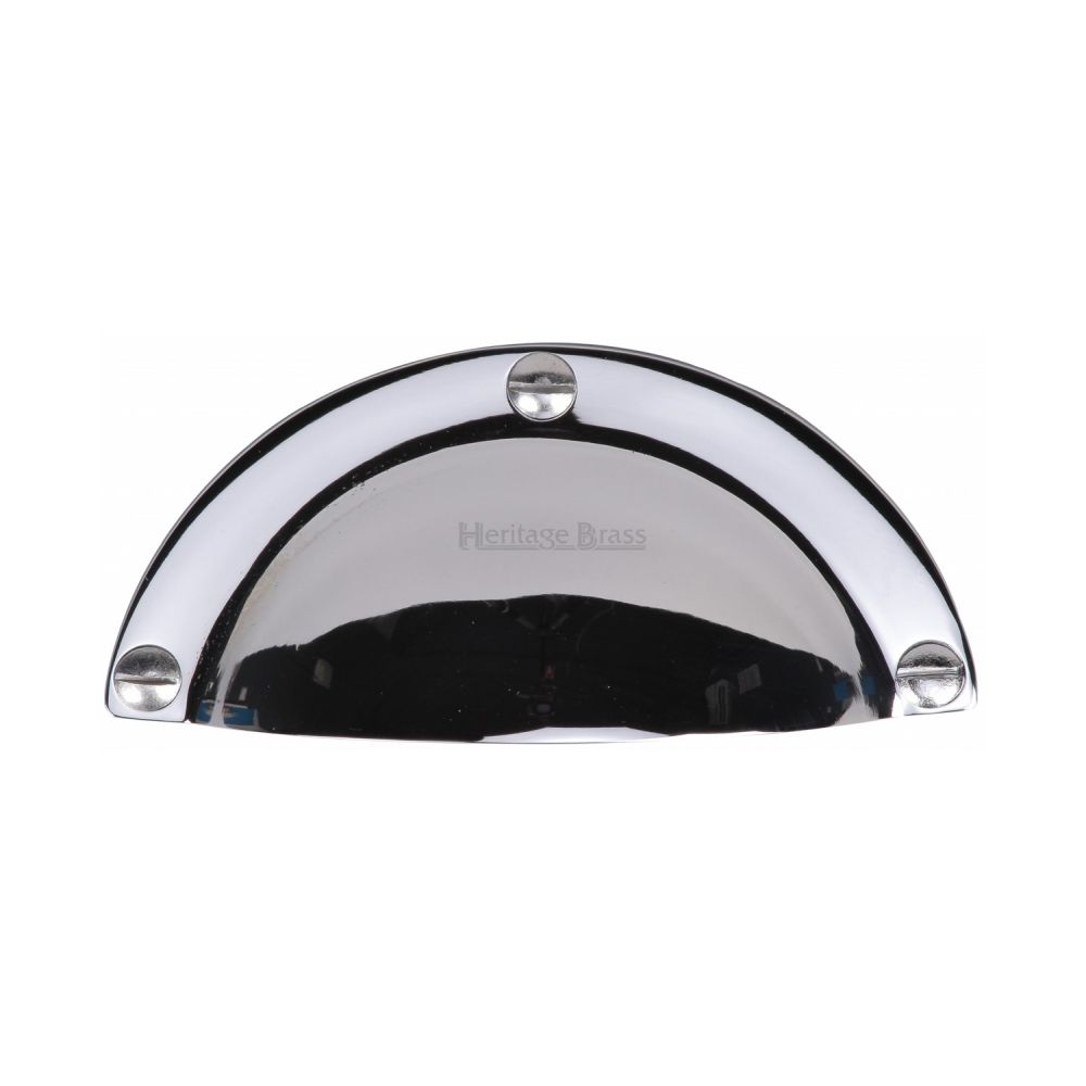 This is an image of a Heritage Brass - Drawer Cup Pull Traditional Design Polished Chrome Finish, c1700-pc that is available to order from T.H Wiggans Ironmongery in Kendal.