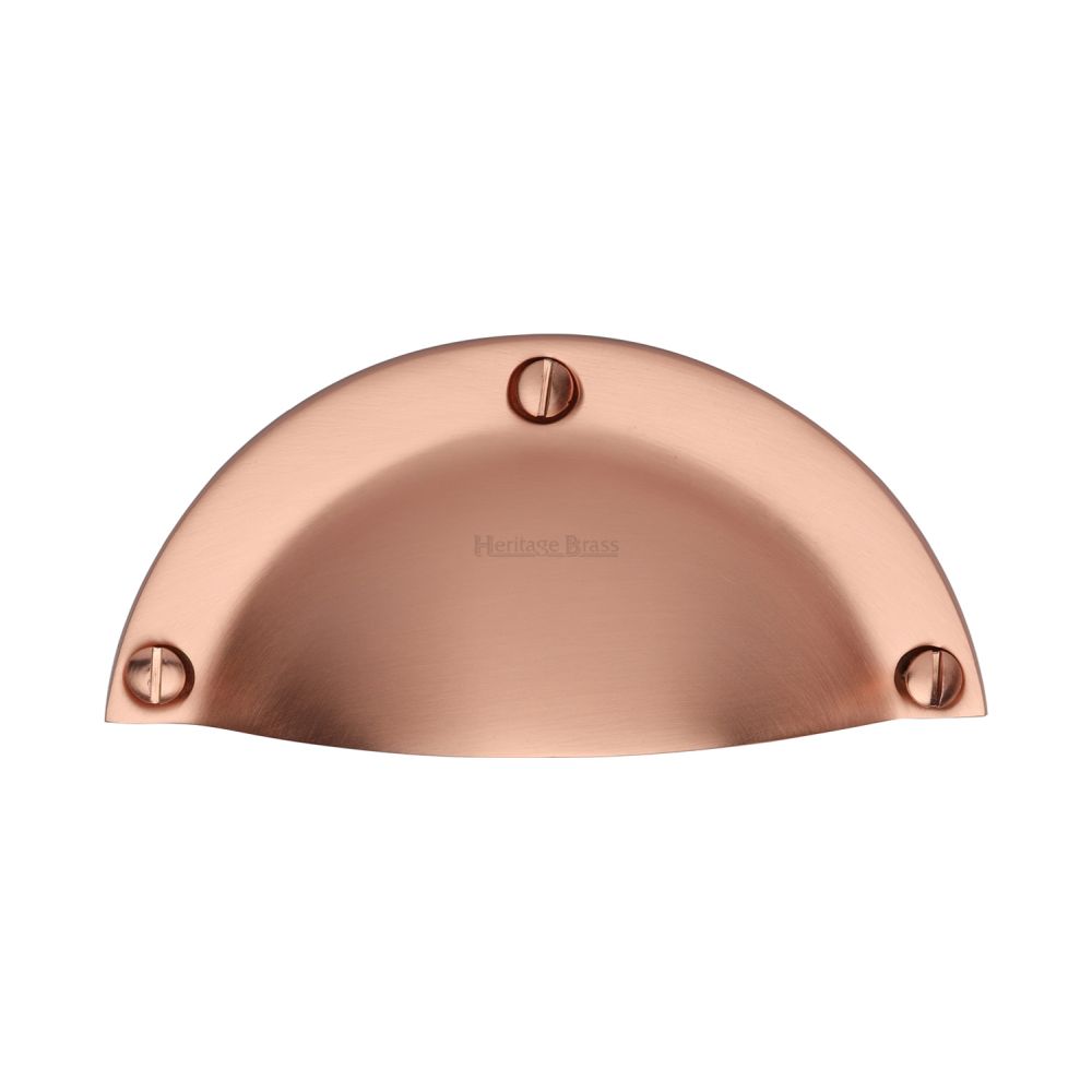 This is an image of a Heritage Brass - Drawer Cup Pull Traditional Design Satin Rose Gold Finish, c1700-srg that is available to order from T.H Wiggans Ironmongery in Kendal.