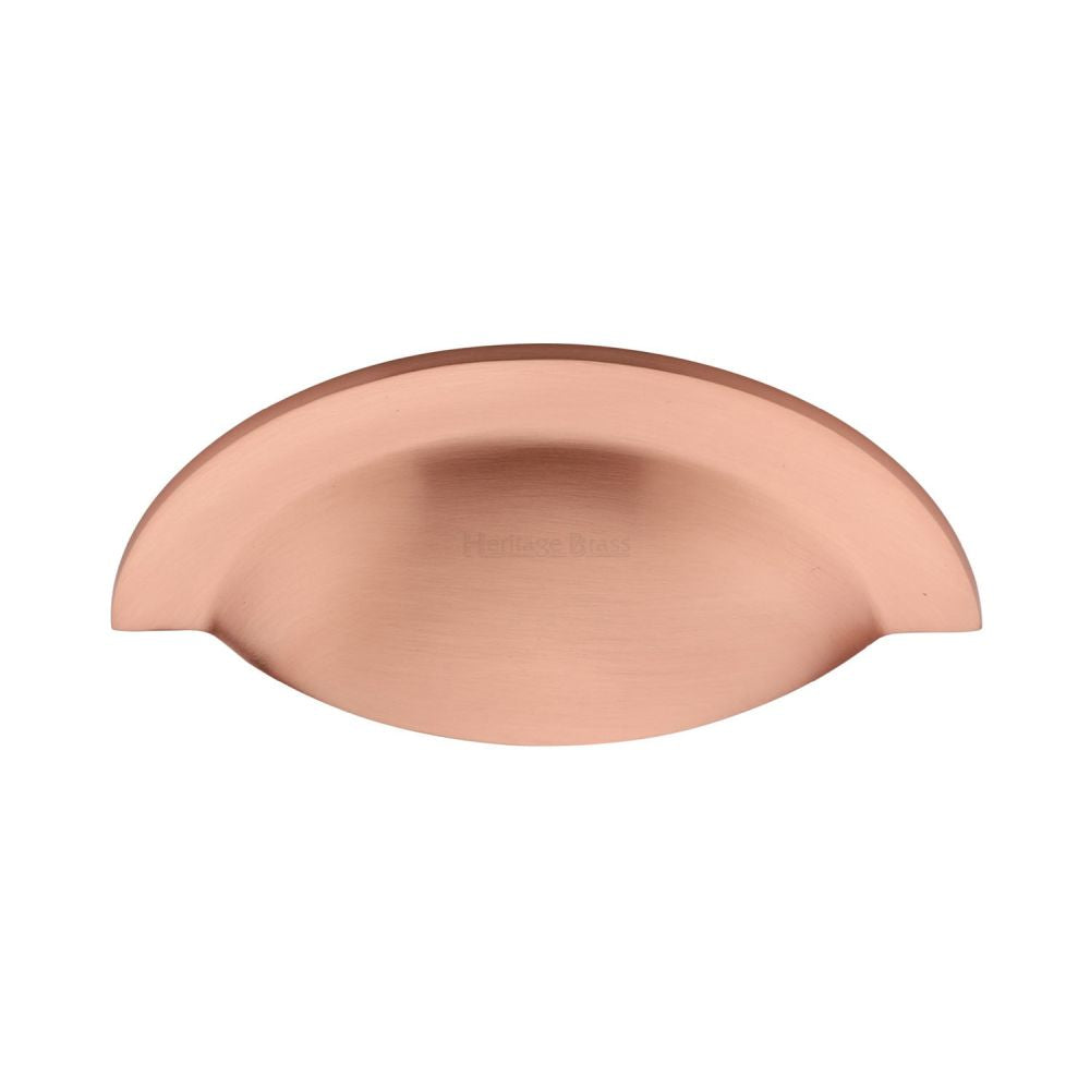 This is an image of a Heritage Brass - Drawer Cup Pull Crescent Design Satin Rose Gold Finish, c1730-srg that is available to order from T.H Wiggans Ironmongery in Kendal.
