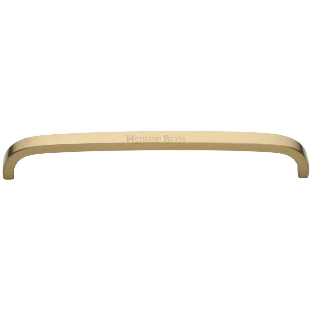 This is an image of a Heritage Brass - Cabinet Pull D Shaped 203mm CTC Satin Brass Finish, c1800-203-sb that is available to order from T.H Wiggans Ironmongery in Kendal.