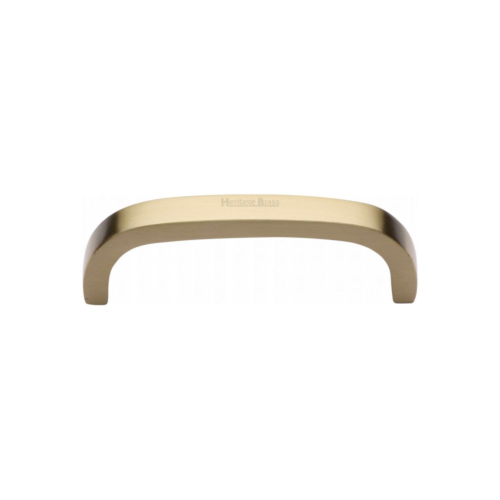 This is an image of a Heritage Brass - Cabinet Pull D Shaped 89mm CTC Satin Brass Finish, c1800-89-sb that is available to order from T.H Wiggans Ironmongery in Kendal.