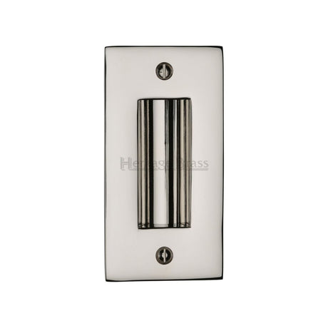 This is an image of a Heritage Brass - Flush Pull Handle 4" Polished Nickel Finish, c1820-4-pnf that is available to order from T.H Wiggans Ironmongery in Kendal.
