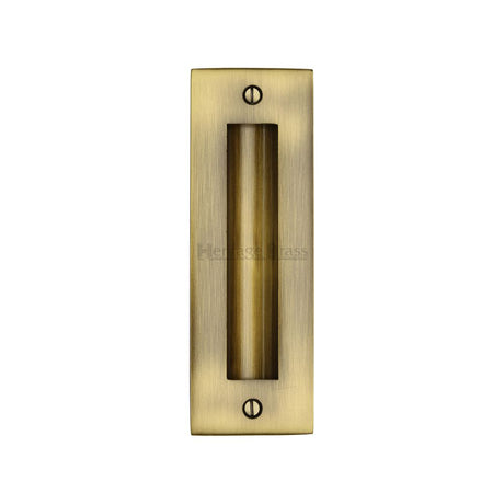 This is an image of a Heritage Brass - Flush Pull Handle 6" Antique Brass Finish, c1820-6-at that is available to order from T.H Wiggans Ironmongery in Kendal.