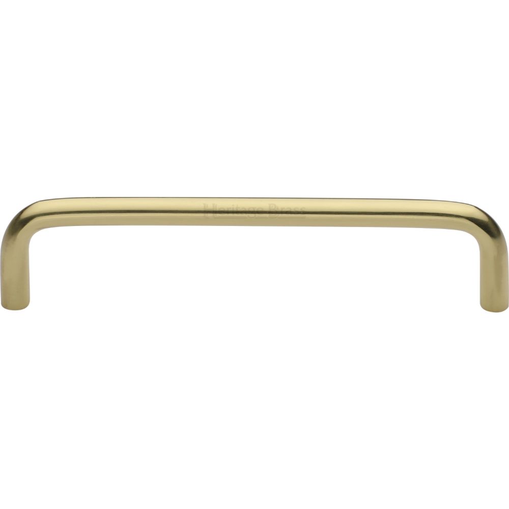 This is an image of a Heritage Brass - Cabinet Pull Wire Design 128mm CTC Polished Brass Finish, c2155-128-pb that is available to order from T.H Wiggans Ironmongery in Kendal.