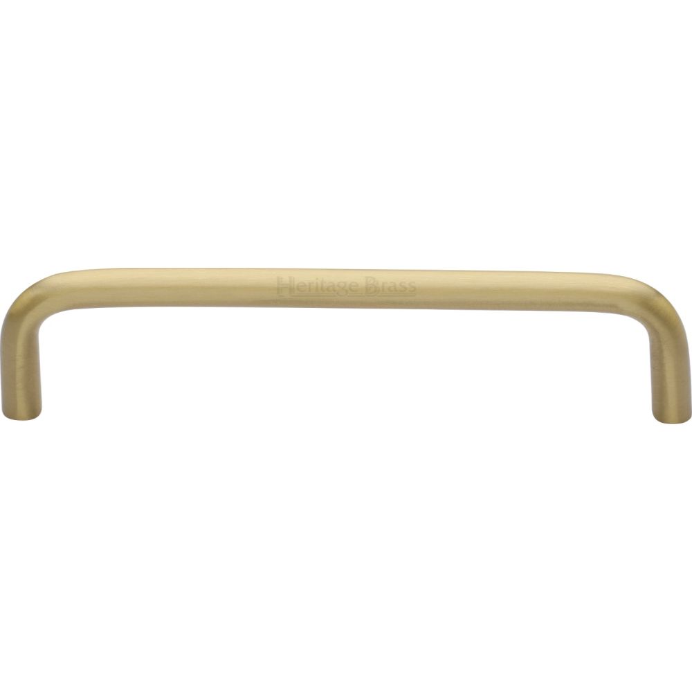 This is an image of a Heritage Brass - Cabinet Pull Wire Design 128mm CTC Satin Brass Finish, c2155-128-sb that is available to order from T.H Wiggans Ironmongery in Kendal.
