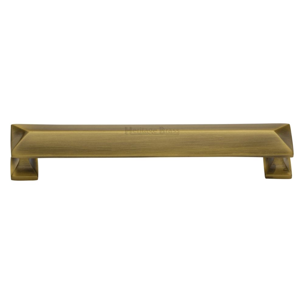 This is an image of a Heritage Brass - Cabinet Pull Pyramid Design 152mm CTC Antique Brass Finish, c2231-152-at that is available to order from T.H Wiggans Ironmongery in Kendal.