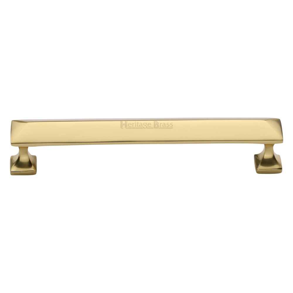 This is an image of a Heritage Brass - Cabinet Pull Pyramid Design 152mm CTC Polished Brass Finish, c2231-152-pb that is available to order from T.H Wiggans Ironmongery in Kendal.