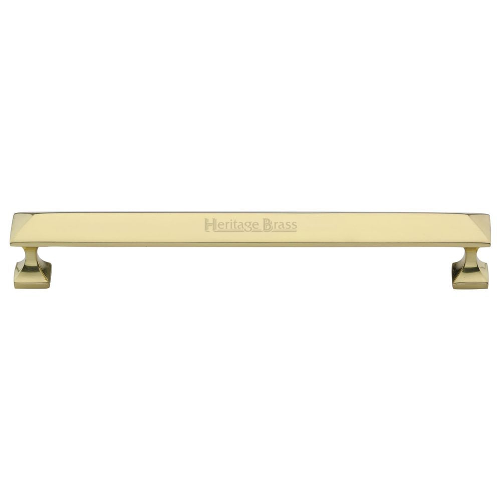This is an image of a Heritage Brass - Cabinet Pull Pyramid Design 203mm CTC Polished Brass Finish, c2231-203-pb that is available to order from T.H Wiggans Ironmongery in Kendal.