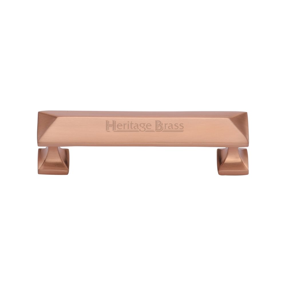This is an image of a Heritage Brass - Cabinet Pull Pyramid Design 96mm CTC Satin Rose Gold Finish, c2231-96-srg that is available to order from T.H Wiggans Ironmongery in Kendal.