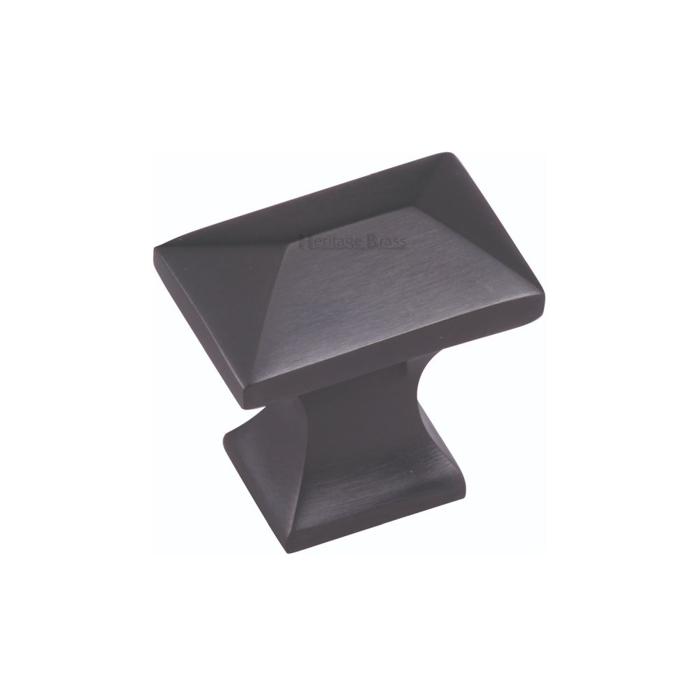 This is an image of a Heritage Brass - Cabinet Knob Pyramid Design 35mm Matt Black Finish, c2232-bkmt that is available to order from T.H Wiggans Ironmongery in Kendal.