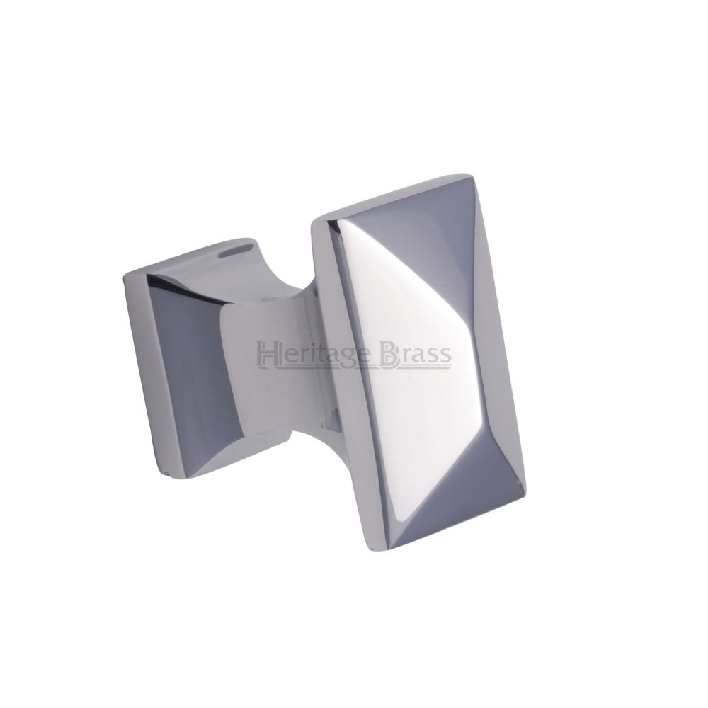 This is an image of a Heritage Brass - Cabinet Knob Pyramid Design 35mm Polished Chrome Finish, c2232-pc that is available to order from T.H Wiggans Ironmongery in Kendal.