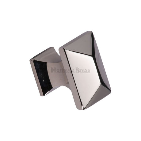 This is an image of a Heritage Brass - Cabinet Knob Pyramid Design 35mm Polished Nickel Finish, c2232-pnf that is available to order from T.H Wiggans Ironmongery in Kendal.