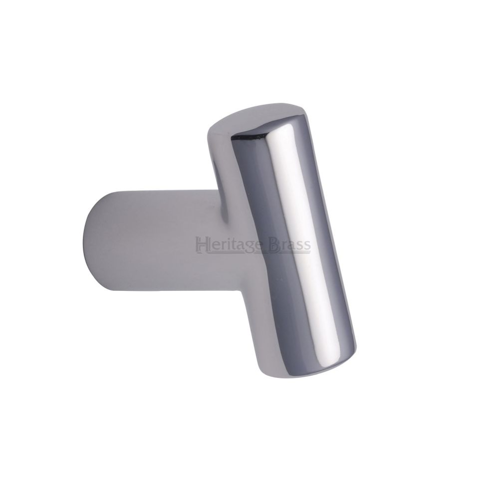 This is an image of a Heritage Brass - Cabinet Knob T Shaped 35mm Polished Chrome Finish, c2234-pc that is available to order from T.H Wiggans Ironmongery in Kendal.