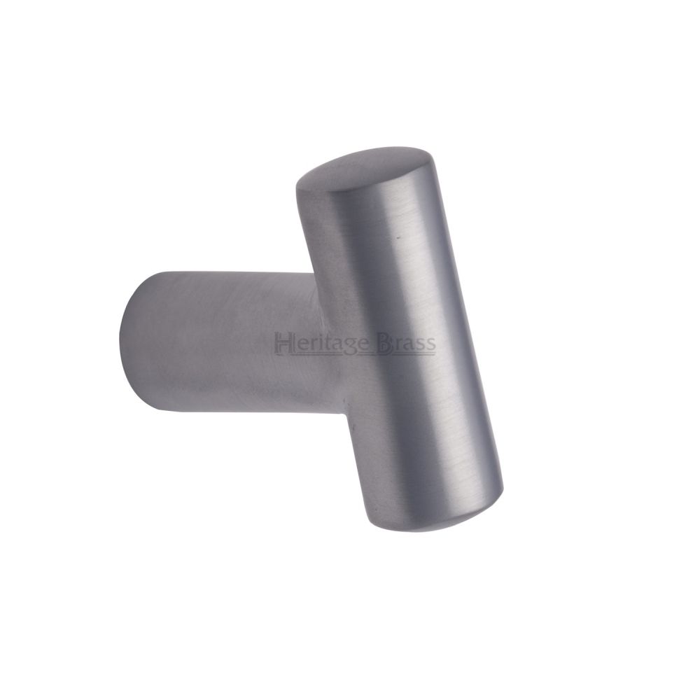 This is an image of a Heritage Brass - Cabinet Knob T Shaped 35mm Satin Chrome Finish, c2234-sc that is available to order from T.H Wiggans Ironmongery in Kendal.
