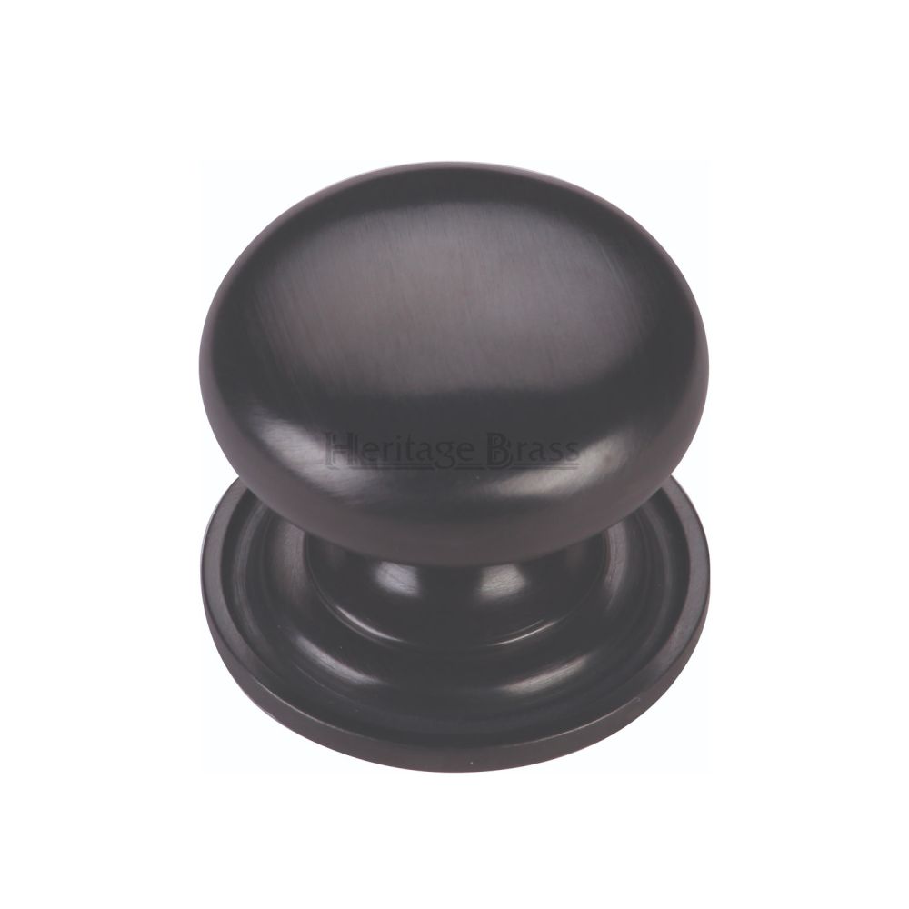 This is an image of a Heritage Brass - Cabinet Knob Victorian Round Design with base 38mm Matt Black F, c2240-38-bkmt that is available to order from T.H Wiggans Ironmongery in Kendal.