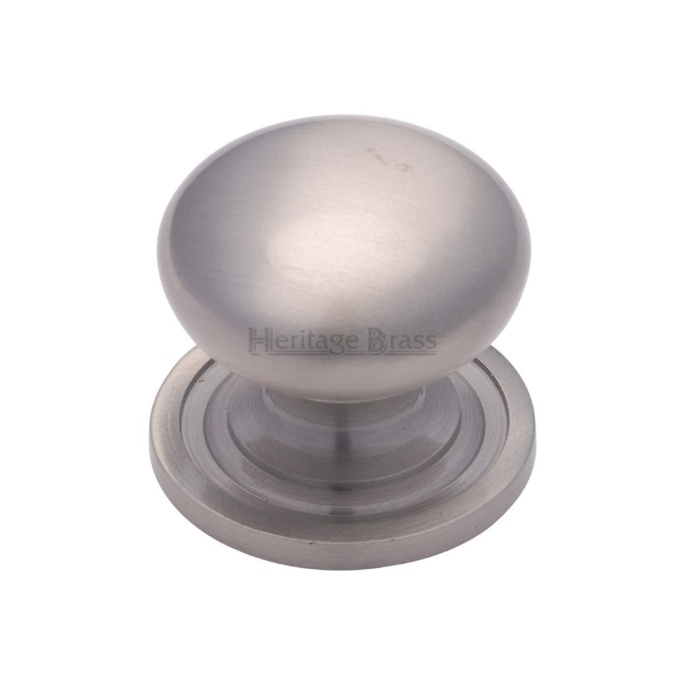 This is an image of a Heritage Brass - Cabinet Knob Victorian Round Design with base 38mm Satin Nickel, c2240-38-sn that is available to order from T.H Wiggans Ironmongery in Kendal.
