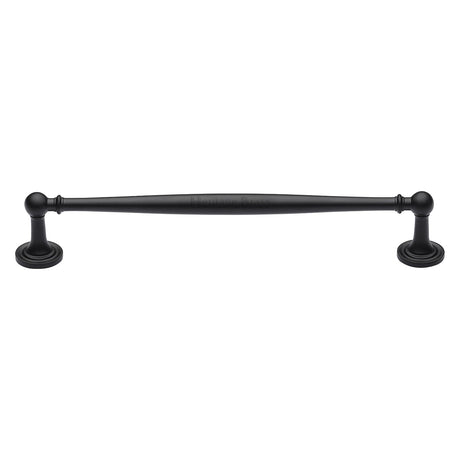 This is an image of a Heritage Brass - Cabinet Pull Colonial Design 203mm CTC Matt Black Finish, c2533-203-bkmt that is available to order from T.H Wiggans Ironmongery in Kendal.