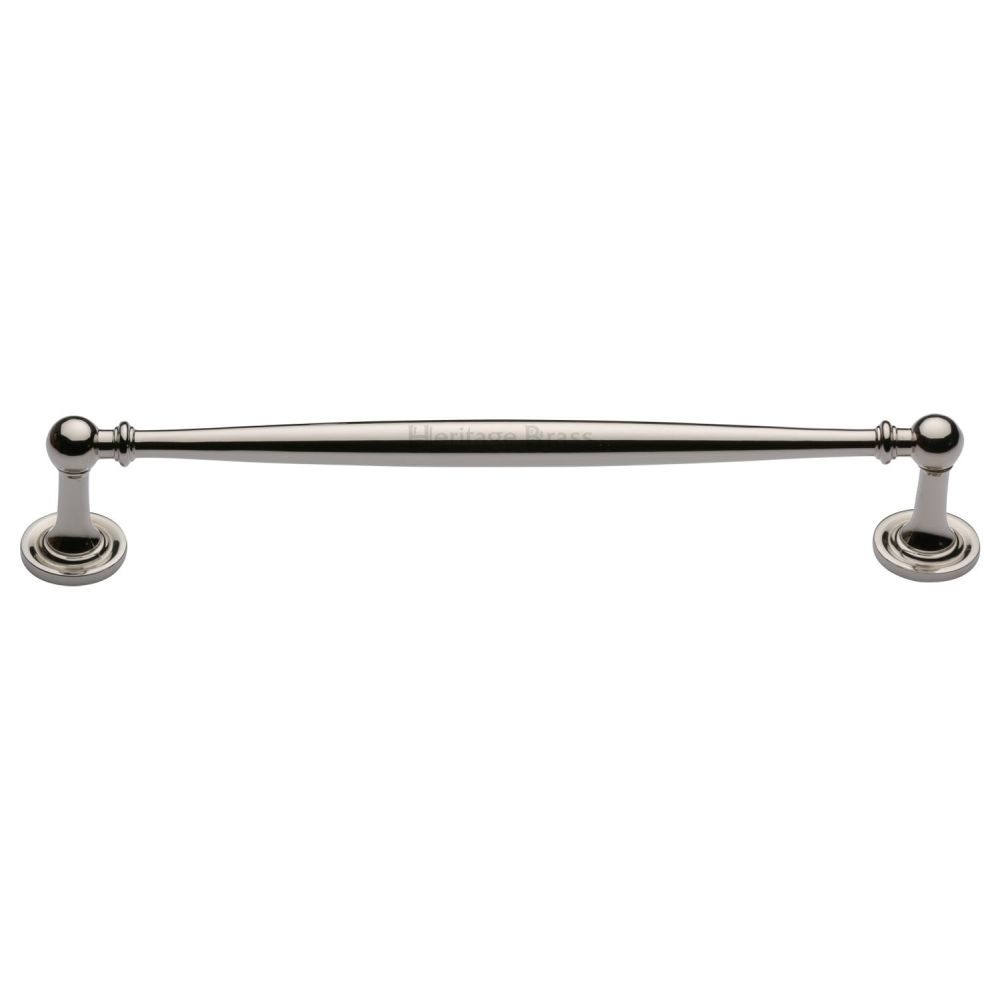 This is an image of a Heritage Brass - Cabinet Pull Colonial Design 203mm CTC Polished Nickel Finish, c2533-203-pnf that is available to order from T.H Wiggans Ironmongery in Kendal.