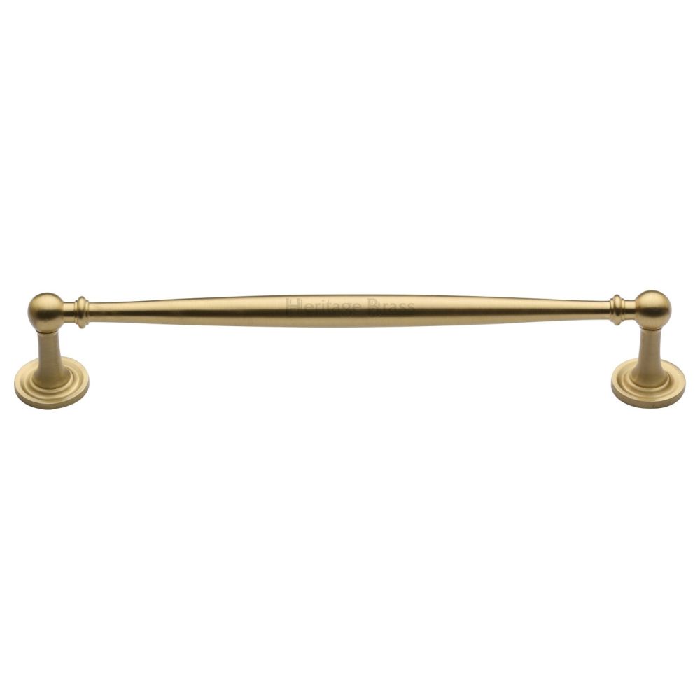 This is an image of a Heritage Brass - Cabinet Pull Colonial Design 203mm CTC Satin Brass Finish, c2533-203-sb that is available to order from T.H Wiggans Ironmongery in Kendal.