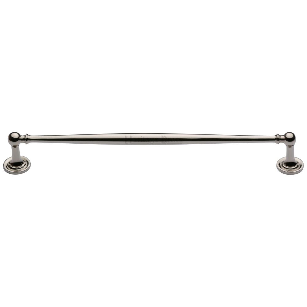 This is an image of a Heritage Brass - Cabinet Pull Colonial Design 254mm CTC Polished Nickel Finish, c2533-254-pnf that is available to order from T.H Wiggans Ironmongery in Kendal.