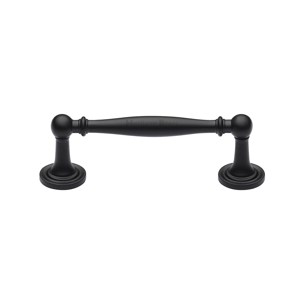 This is an image of a Heritage Brass - Cabinet Pull Colonial Design 96mm CTC Matt Black Finish, c2533-96-bkmt that is available to order from T.H Wiggans Ironmongery in Kendal.