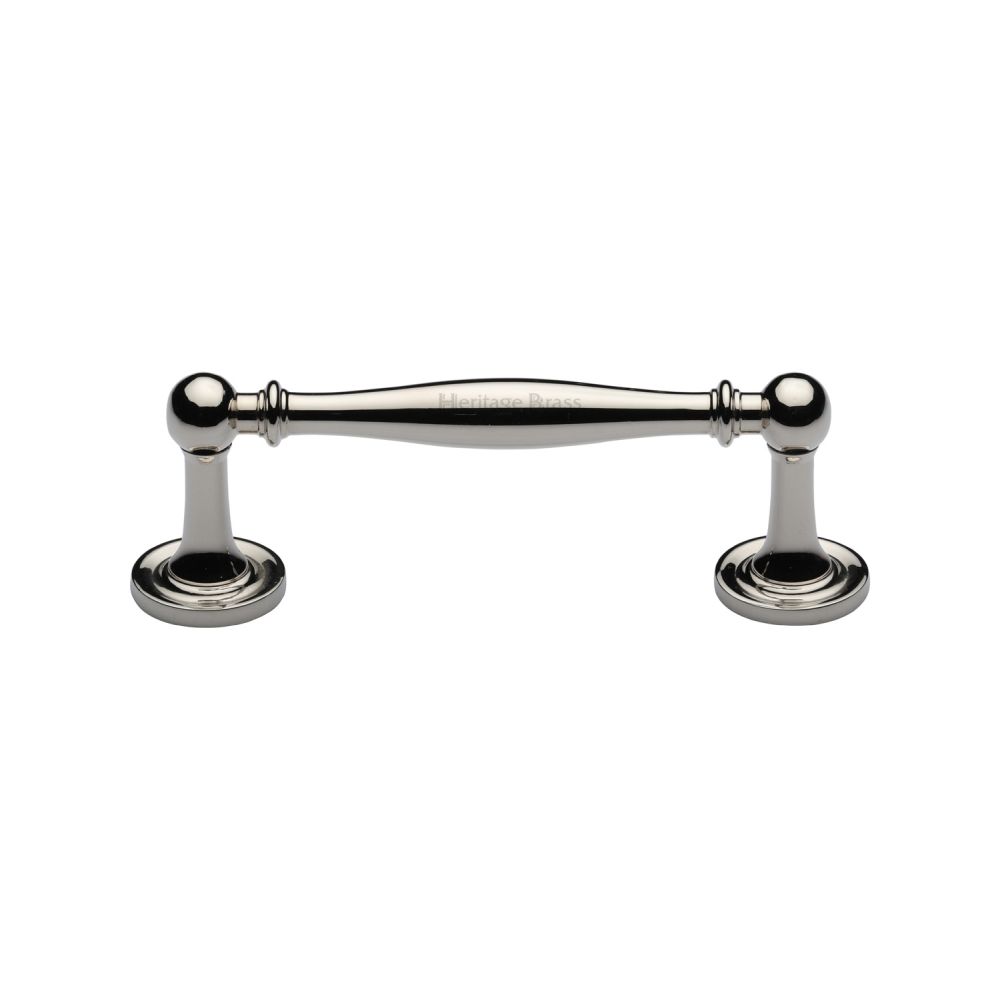 This is an image of a Heritage Brass - Cabinet Pull Colonial Design 96mm CTC Polished Nickel Finish, c2533-96-pnf that is available to order from T.H Wiggans Ironmongery in Kendal.