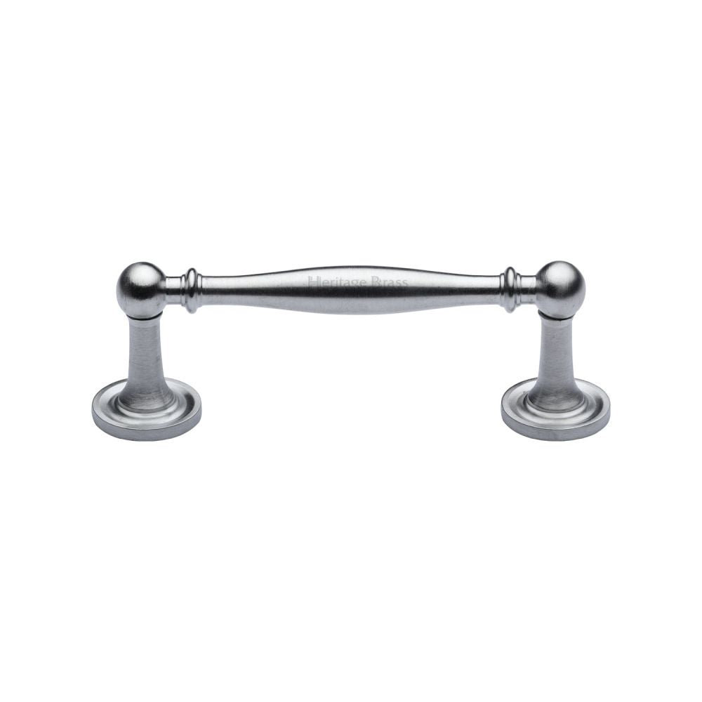 This is an image of a Heritage Brass - Cabinet Pull Colonial Design 96mm CTC Satin Chrome Finish, c2533-96-sc that is available to order from T.H Wiggans Ironmongery in Kendal.