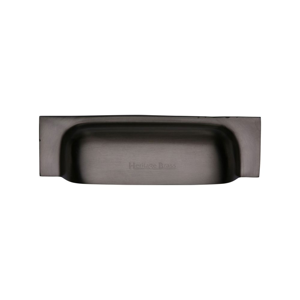 This is an image of a Heritage Brass - Drawer Cup Pull Military Design 96mm CTC Matt Bronze Finish, c2766-96-mb that is available to order from T.H Wiggans Ironmongery in Kendal.