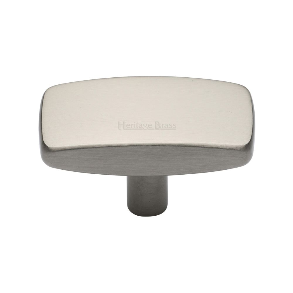 This is an image of a Heritage Brass - Cabinet Knob Rectangular Design 47mm Satin Nickel Finish, c3384-47-sn that is available to order from T.H Wiggans Ironmongery in Kendal.
