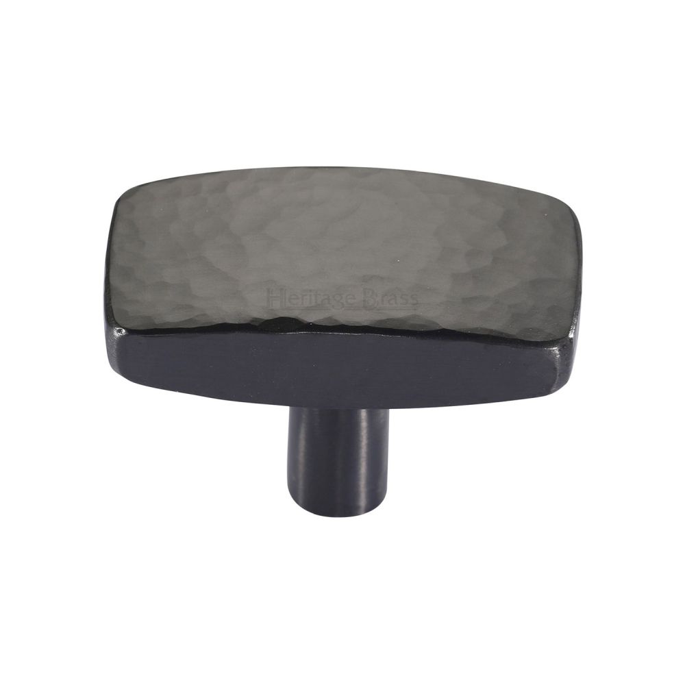 This is an image of a Heritage Brass - Cabinet Knob Rectangular Hammered Design 41mm Matt Bronze Finis, c3386-41-mb that is available to order from T.H Wiggans Ironmongery in Kendal.