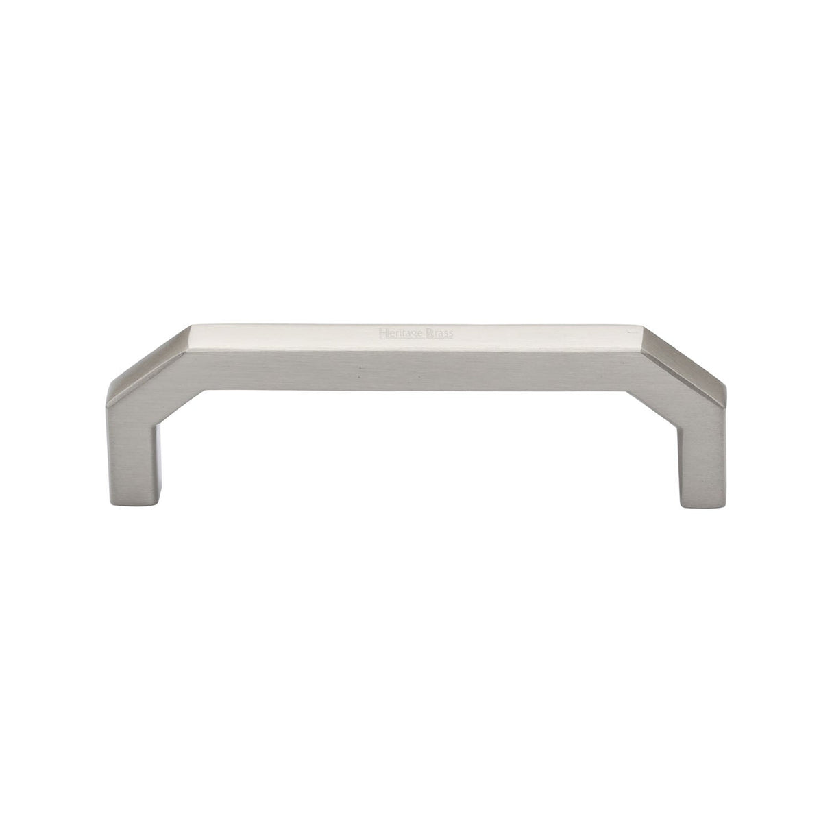 This is an image of a Heritage Brass - Cabinet Pull Hex Angular Design 101mm CTC Satin Nickel Finish, c3465-101-sn that is available to order from T.H Wiggans Ironmongery in Kendal.