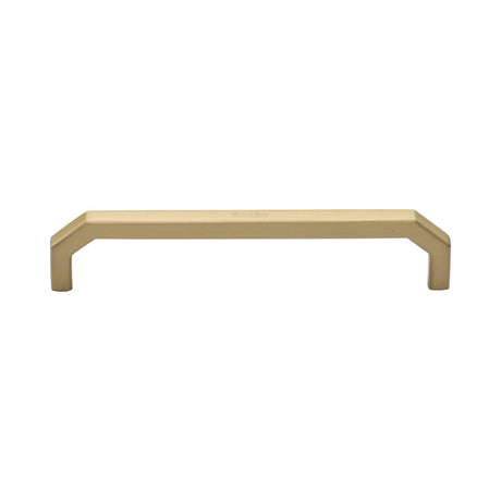 This is an image of a Heritage Brass - Cabinet Pull Hex Angular Design 152mm CTC Satin Brass Finish, c3465-152-sb that is available to order from T.H Wiggans Ironmongery in Kendal.