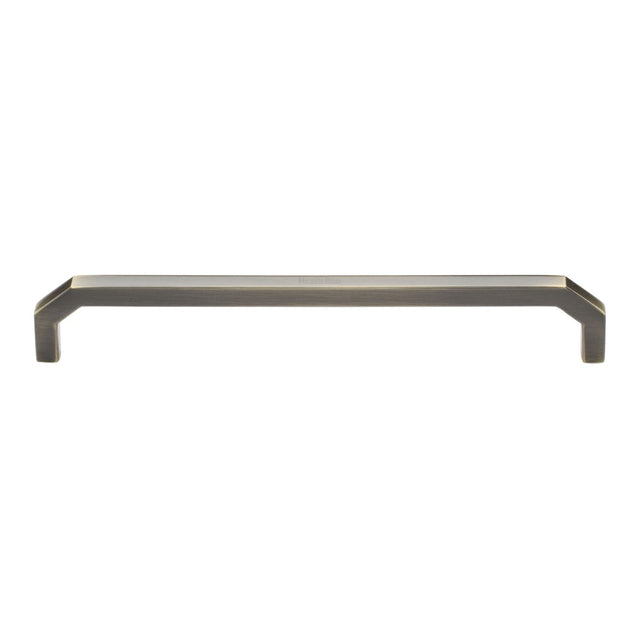 This is an image of a Heritage Brass - Cabinet Pull Hex Angular Design 203mm CTC Antique Brass Finish, c3465-203-at that is available to order from T.H Wiggans Ironmongery in Kendal.