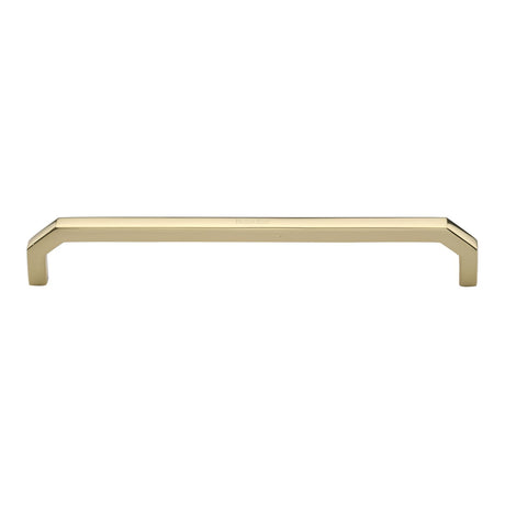 This is an image of a Heritage Brass - Cabinet Pull Hex Angular Design 203mm CTC Polished Brass Finish, c3465-203-pb that is available to order from T.H Wiggans Ironmongery in Kendal.