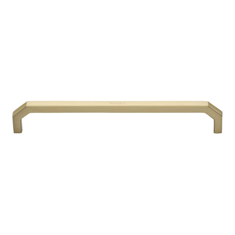 This is an image of a Heritage Brass - Cabinet Pull Hex Angular Design 203mm CTC Satin Brass Finish, c3465-203-sb that is available to order from T.H Wiggans Ironmongery in Kendal.