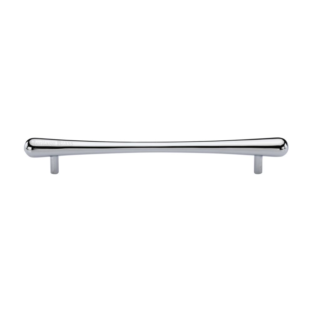 This is an image of a Heritage Brass - Cabinet Pull T-Bar Raindrop Design 192mm CTC Polished Chrome Finish, c3570-192-pc that is available to order from T.H Wiggans Ironmongery in Kendal.