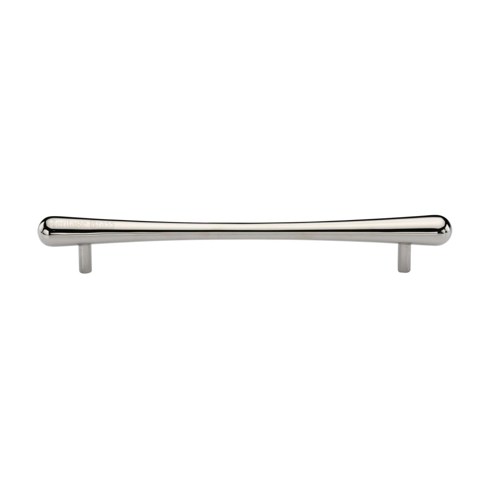 This is an image of a Heritage Brass - Cabinet Pull T-Bar Raindrop Design 192mm CTC Polished Nickel Finish, c3570-192-pnf that is available to order from T.H Wiggans Ironmongery in Kendal.