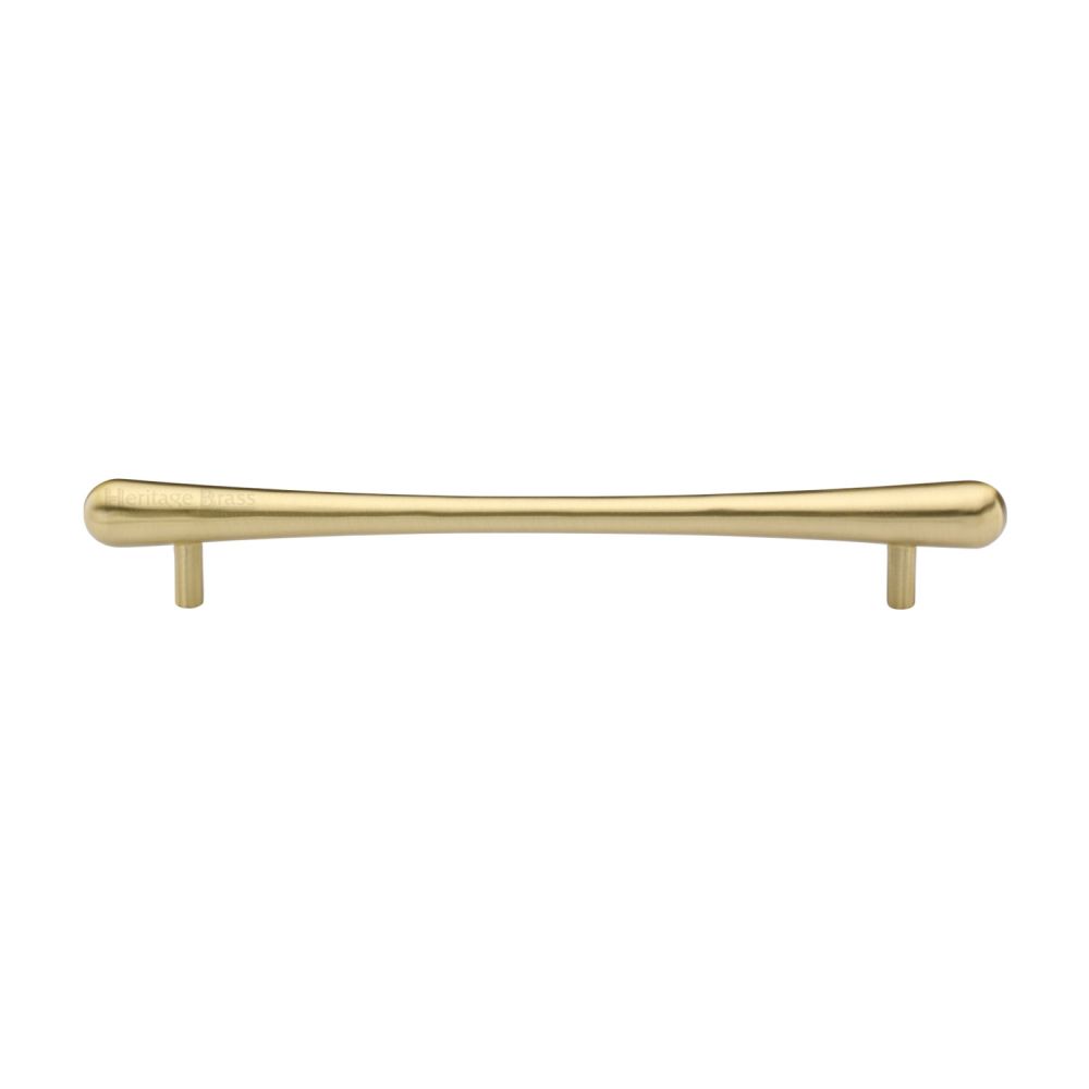 This is an image of a Heritage Brass - Cabinet Pull T-Bar Raindrop Design 192mm CTC Satin Brass Finish, c3570-192-sb that is available to order from T.H Wiggans Ironmongery in Kendal.