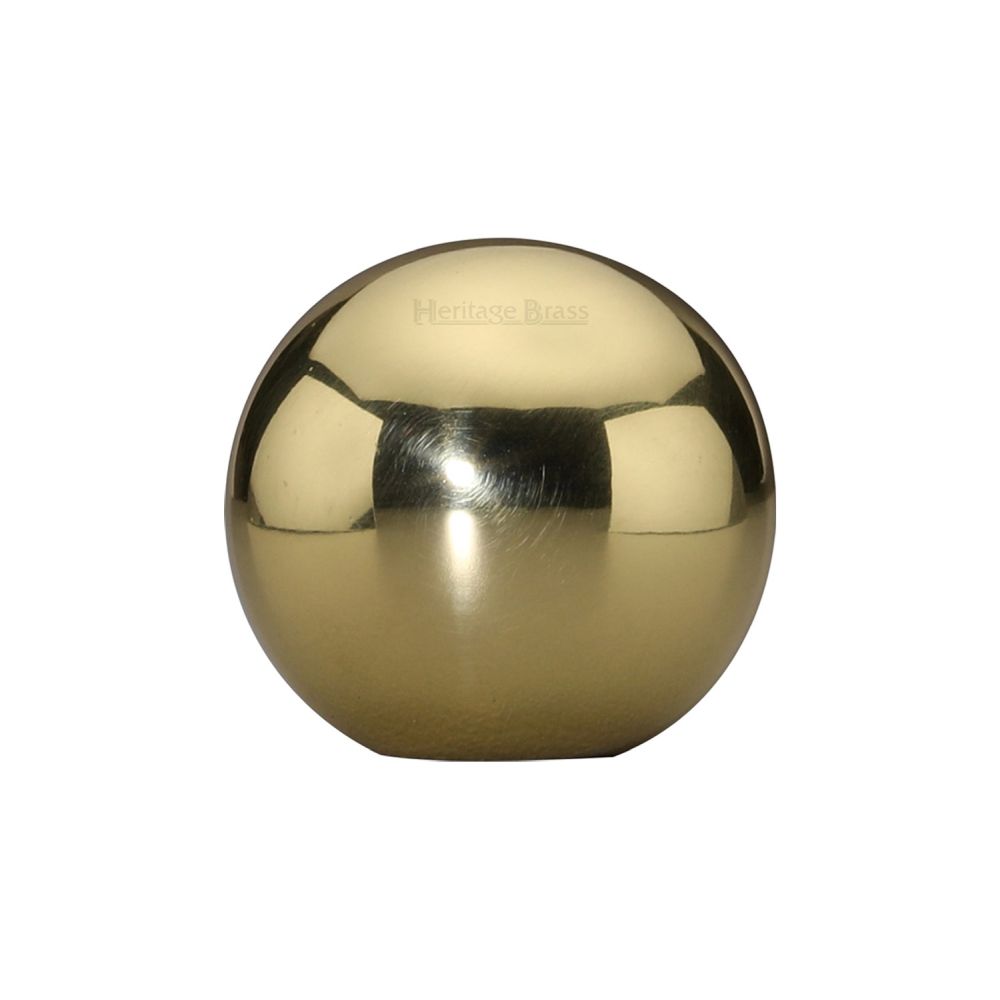 This is an image of a Heritage Brass - Cabinet Knob Globe Design 25mm Polished Brass Finish, c3627-pb that is available to order from T.H Wiggans Ironmongery in Kendal.