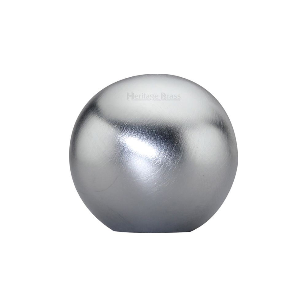 This is an image of a Heritage Brass - Cabinet Knob Globe Design 25mm Satin Chrome Finish, c3627-sc that is available to order from T.H Wiggans Ironmongery in Kendal.